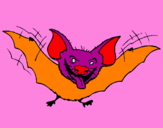 Disegno Pipistrello con la lingua fuori  pitturato su melissa