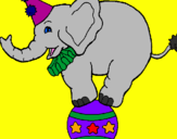 Disegno Elefante sulla palla  pitturato su elly