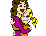 Disegno Madre e figlia abbracciate pitturato su carolaaaaaaa  bassan!!!!