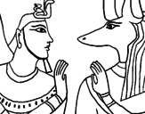 Disegno Ramses e Anubis pitturato su horus