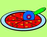 Disegno Pizza pitturato su Sharon Vittori Classe 3B