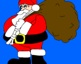 Disegno Babbo Natale e il suo sacco di regali pitturato su CRISTIANO
