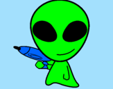 Disegno Alieno II pitturato su assunta