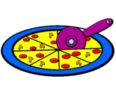 Disegno Pizza pitturato su cecilia