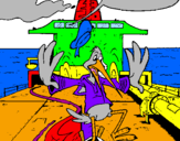 Disegno Cicogna in una barca  pitturato su SAMUELE