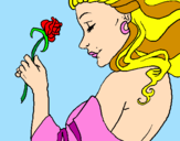 Disegno Principessa con una rosa pitturato su CRISTINA