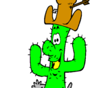 Disegno Cactus con il cappello  pitturato su MICHELE