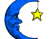 Disegno Luna e stelle  pitturato su giorgia