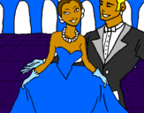 Disegno Principessa e principe al ballo  pitturato su GRETA