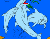 Disegno Delfini che giocano  pitturato su michi