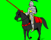 Disegno Cavallerizzo a cavallo  pitturato su niccolò