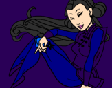 Disegno Principessa ninja  pitturato su Sirena blu