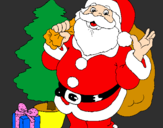 Disegno Babbo Natale con lalbero di Natale pitturato su vincenzo