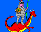 Disegno San Giorgio con il drago  pitturato su alex