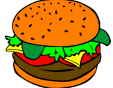 Disegno Hamburger completo  pitturato su nadia