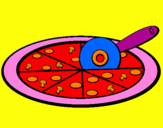 Disegno Pizza pitturato su pizza picciolina