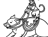 Disegno Scimmia e maialino pitturato su dudu