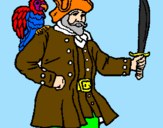 Disegno Pirata con il pappagallo  pitturato su giada