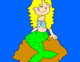 Disegno Sirena seduta su una roccia  pitturato su jasmine