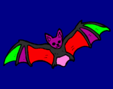 Disegno Pipistrello in volo  pitturato su FRAN CESCO