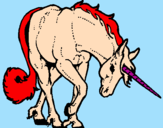 Disegno Unicorno brado  pitturato su silvia