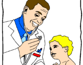 Disegno Medico con lo stetoscopio  pitturato su ale