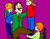 Disegno Papà con i suoi 3 figli  pitturato su Nessie