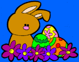 Disegno Coniglietto di Pasqua  pitturato su alessia 