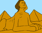 Disegno Sfinge pitturato su sara