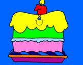 Disegno Torta di compleanno  pitturato su chiara
