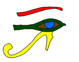 Disegno Occhio di Horus  pitturato su danilo