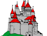 Disegno Castello medievale  pitturato su gio