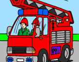 Disegno Camion dei Pompieri  pitturato su gabrielel