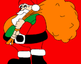 Disegno Babbo Natale e il suo sacco di regali pitturato su enrico