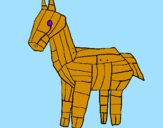 Disegno Cavallo di Troia pitturato su rebecca