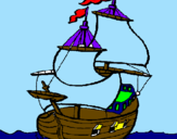 Disegno Barca  pitturato su valerio