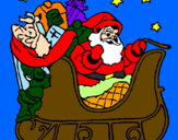 Disegno Babbo Natale alla guida della sua slitta pitturato su alessio    T