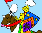 Disegno Cavaliere a cavallo pitturato su  MARCO