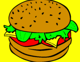 Disegno Hamburger completo  pitturato su ASSIA