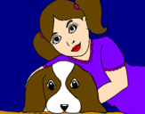 Disegno Bambina che abbraccia il suo cagnolino  pitturato su Beatrice Bucci