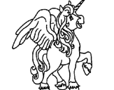 Disegno Unicorno con le ali  pitturato su andrea