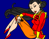 Disegno Principessa ninja  pitturato su Rosy