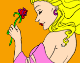Disegno Principessa con una rosa pitturato su midori