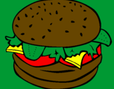 Disegno Hamburger completo  pitturato su giovy