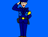 Disegno Poliziotto che saluta  pitturato su gianluca