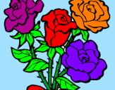 Disegno Mazzo di rose  pitturato su camilla