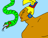 Disegno Serpente e guerriero pitturato su leonardo