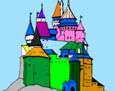 Disegno Castello medievale  pitturato su Azzurra