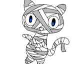 Disegno Mummia gatto scaraboechio pitturato su miki