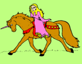 Disegno Principessa a cavallo di unicorno  pitturato su Denise   Piazza